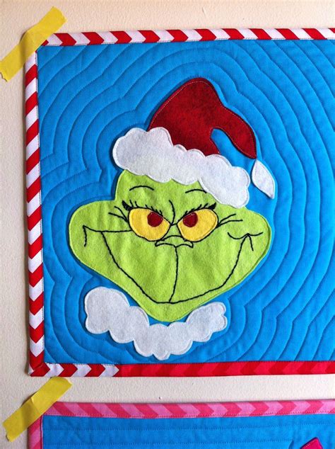 We think you will enjoy taking a look at these free patterns for diy placemats. Grinch Placemats with Free Pattern | Christmas mug rugs, Christmas quilts, Christmas applique
