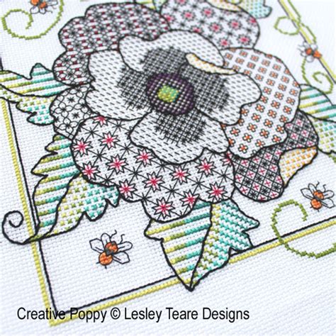 Creating cross stitch patterns from your own pictures is very easy with pic2pat. Lesley Teare Designs - Poppy Blackwork (cross stitch pattern)