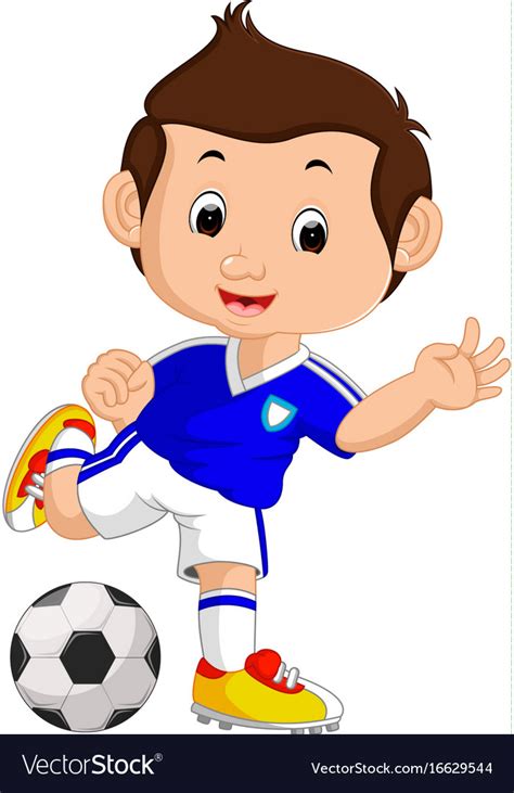 Cartoon Boy Playing Football Royalty Free Vector Image