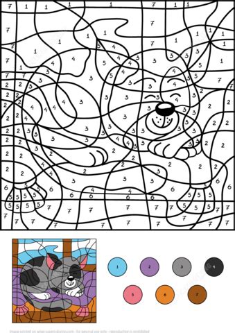 Kids will identify and trace the number in every dot at abc for dot marker coloring pages free printable coloring pages for preschoolers welcome preschool teachers and parents, it's time to color the dot. Sleepy Cat Color by Number | Free Printable Coloring Pages