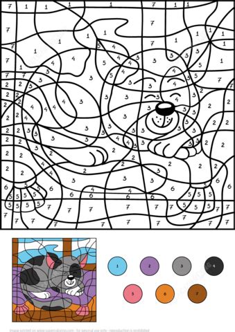 Each page includes the numeric each page includes the numeric number, the number spelled out, and the corresponding number of animals. Sleepy Cat Color by Number | Free Printable Coloring Pages