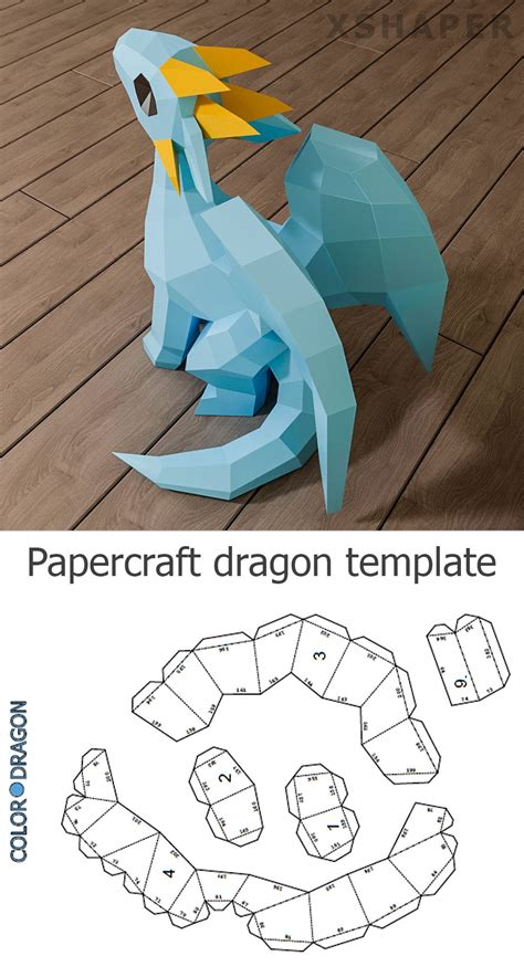 3d Paper Dragon Printable - Printable Templates