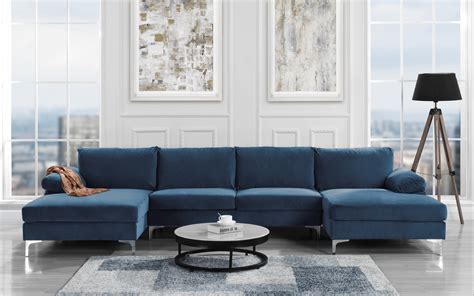 Gray Velvet Sofa With Chaise Lounge Baci Living Room
