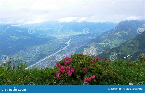 Idyllic Mountain Landscape In The Springtime With A Great View Of The
