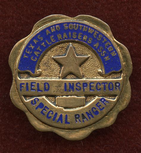 Rare 1930s Special Texas Ranger Badge Of A Field Inspector Of The