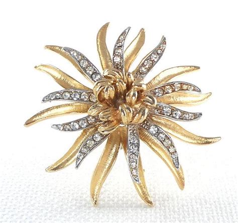 Vintage Coro Starburst Flower Brooch 60s Dramatic Layered Flower