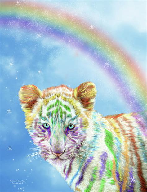 Rainbow Tiger Vertical Mixed Media By Carol Cavalaris Fine Art America