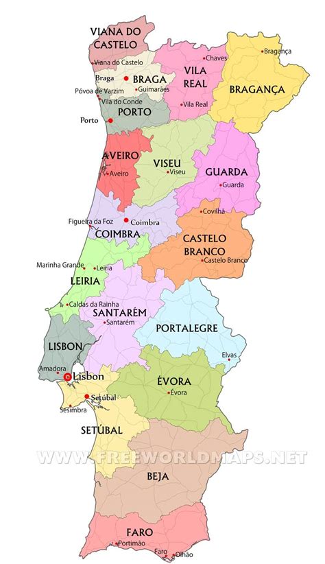 Resultado de imagen de mapa politico de portugal | portugal map. Portugal Maps - by Freeworldmaps.net