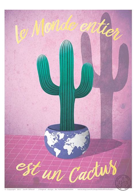 Le monde entier est un cactus il est impossible de s'assoir dans la vie, il y a qu'des cactus moi je me pique de le savoir aïe aïe aïe, ouille, aïe aïe aïe. Affiche Cactus - Illustration plante - Dessin botanique ...