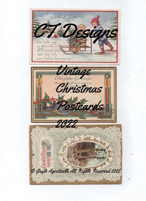 Vintage Christmas Postcards Kit 1 Digital Download Etsy