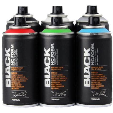 Montana Black Pocket Spray Paint 6 Pack Spray Cans From Graff City