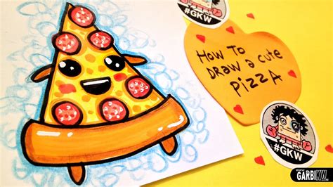 how to draw a cute pizza easy and kawaii drawings by garbi kw youtube