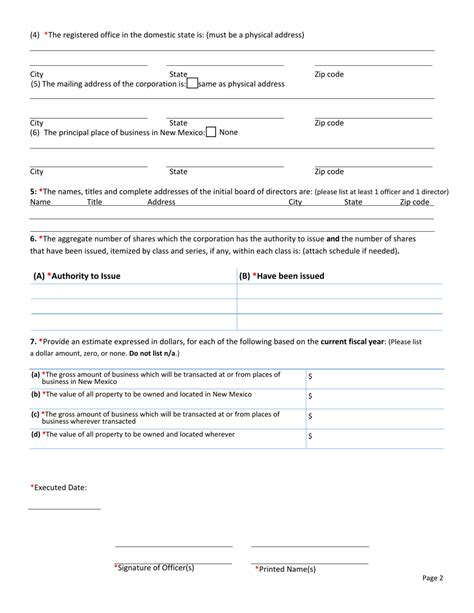 New Mexico Foreign Profit Corporation Application For Certificate Of