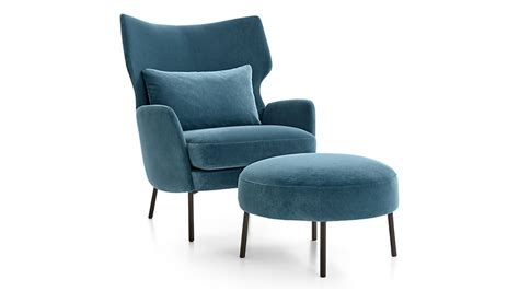 Navy Blue Accent Chair With Ottoman - Lesgazouillis