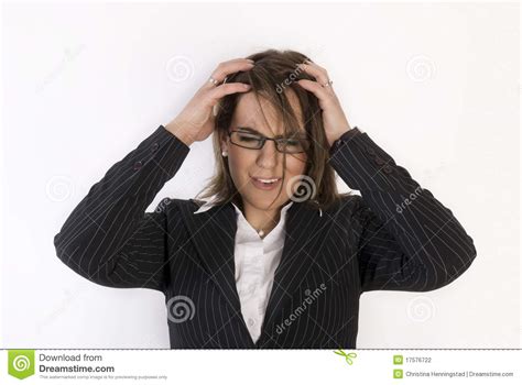 Stressed Businesswoman Stock Photo Image Of Holding 17576722