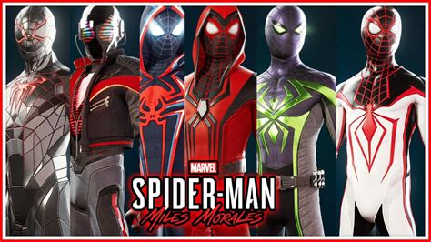 All 19 Suits Of Spider Man Miles Morales Playstation 5 Youtube