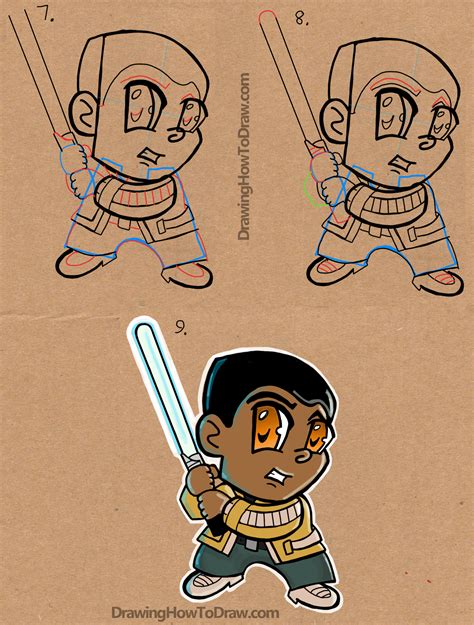 How To Draw Chibi Cartoon Finn From Star Wars The Force Awakens How