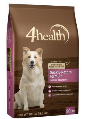 According to the company, their food costs 20% less than other premium dog food brands, while still being of great quality. 4health Grain Free Duck & Potato Formula Dog Food, 30 lb ...