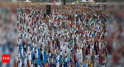 Nearly 3 Lakh Perform Yoga At One Place Set World Record Times Of India