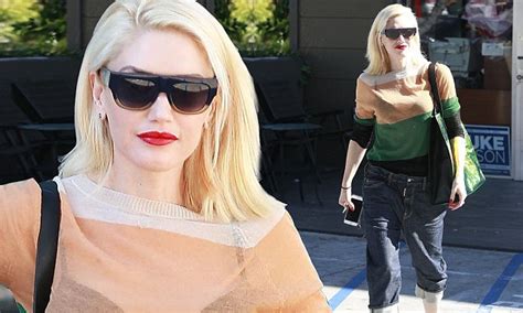 Gwen Stefani Flashes A Glimpse Of Her Bra In See Through Top As She