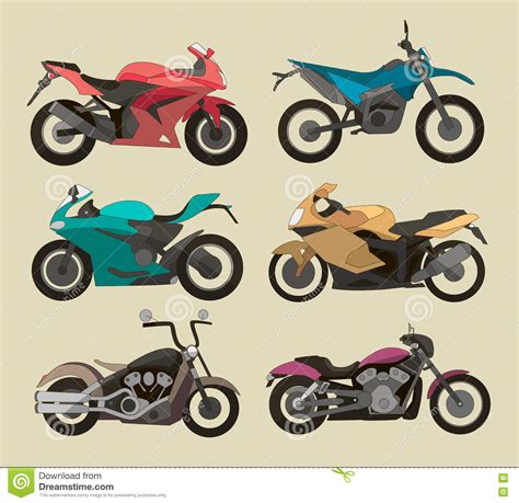 Motorcycle Icons Set Stock Vector Illustration Of Motorcycle 79235799