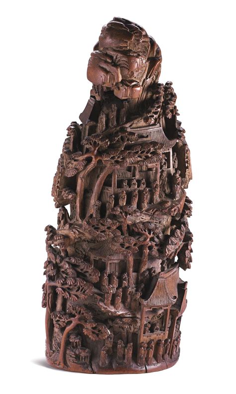 A Carved Bamboo Root Mountain 372 Cm Qing Dynasty 19th Century Wood