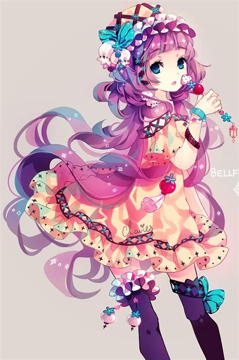 ๑･㉨･๑ Anime Art Anime Girl With Colourful Dress And Hair Filled With