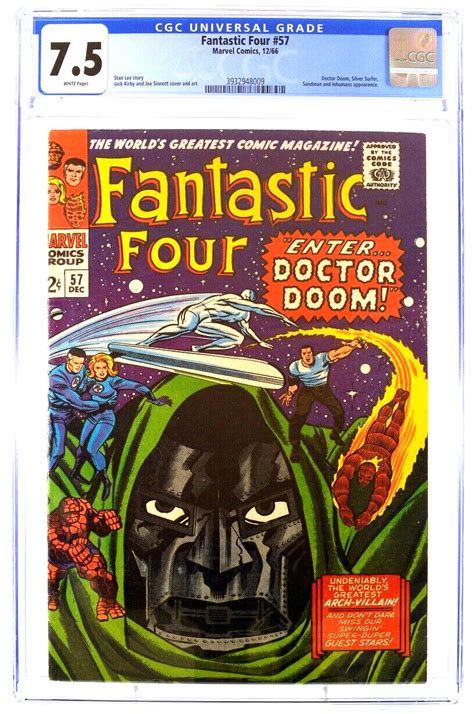 Fantastic Four 57 Cgc 75 1966 Dr Doom Silver Surfer Ebay