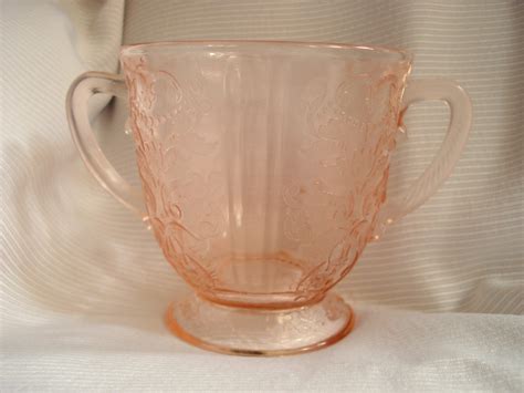 Vintage Pink Sugar Bowl Pink Depression Glass Shabby Cottage Chic