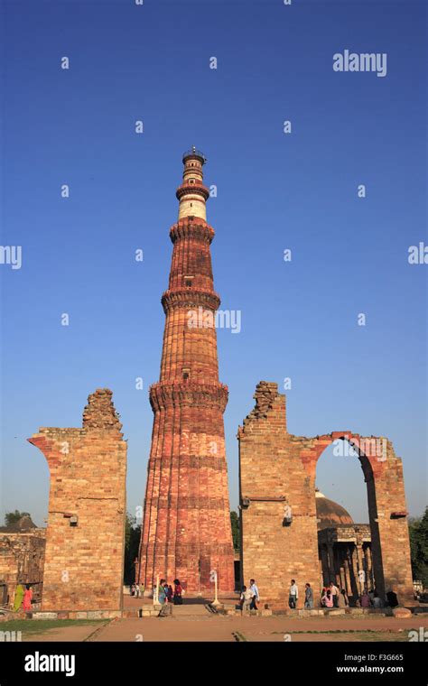 Qutb Minar Built In 1311 Red Sandstone Tower Indo Muslim Art Delhi