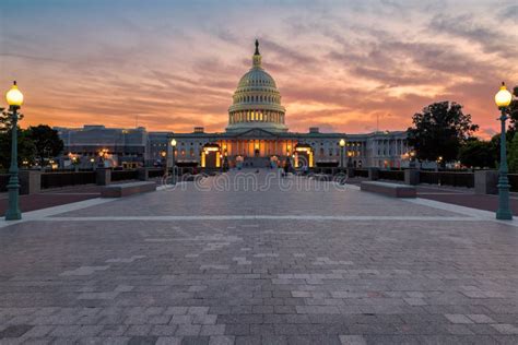 The Us Capitol Building In Washington Dc At Sunset Stock Photo Image