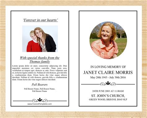 Funeral Memorial Programs Templates Funeral Program Template Free