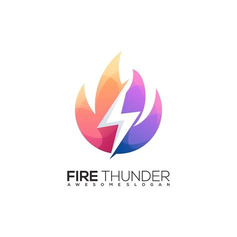 Premium Vector Awesome Fire And Thunder Logo Colorful Gradient