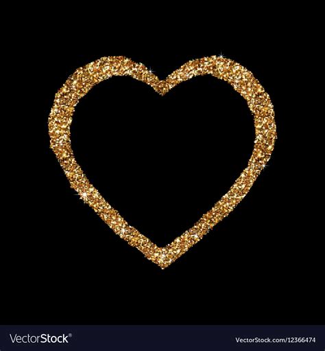 Gold Heart Glittering Isolated On Black Background