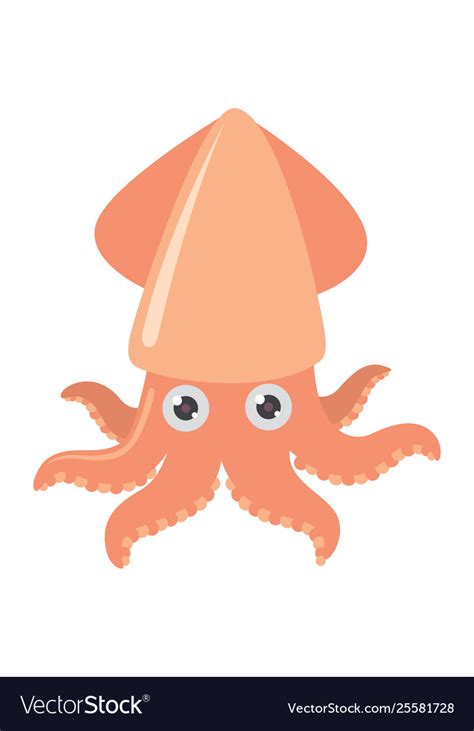 Cartoon Squid On White Background Royalty Free Vector Image