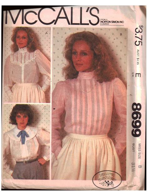 Mccalls 8699 Blouses By Laura Ashley Size 8 Bust 315 Uncut Sewing