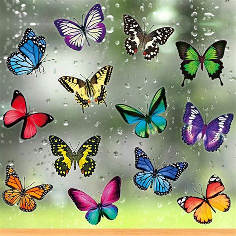 Calidaka 20 Pcs Butterfly Window Clingscolorful Butterfly