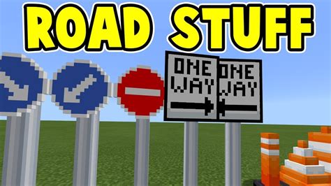 Minecraft Bedrock Road Stuff Addon Decorate With Road Signs Youtube