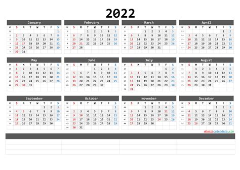 Free Printable 2022 Yearly Calendar With Week Numbers 6 Templates