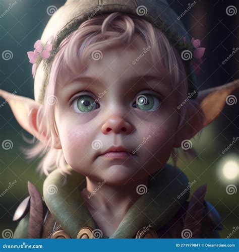 Cute And Cute Elf Girl Cartoon Style Ai Generated Stock Illustration