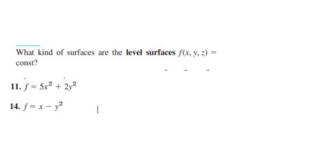 Solved What Kind Of Surfaces Are The Level Surfaces F X Y Chegg Com