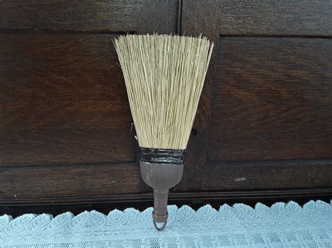 Vintage Whisk Broom Hand Wisk Broom Sweeper Light Brown Straw Etsy In