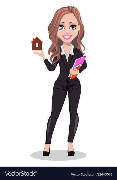 Beautiful Realtor Woman A Real Estate Agent Vector Image