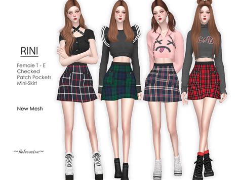 Rini Checked Mini Skirt By Helsoseira From Tsr • Sims 4 Downloads