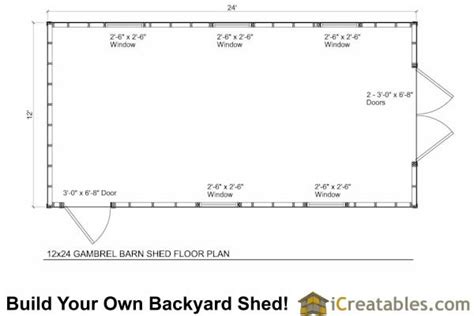 2x4 wall framing spaced 16 on center with 7' 11.5 interior wall height. 12x24 Gambrel Shed Plans | 10x10 barn shed plans