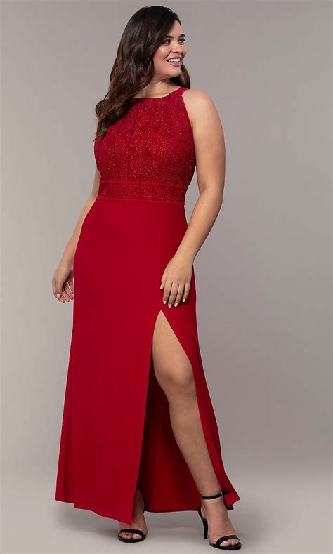 Lace Bodice Long Plus Size Formal Prom Dress Red Prom Dress Plus Formal Dresses Formal