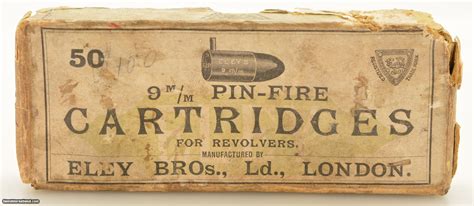 Scarce Partial Box 9mm Pin Fire Ammo Eley Bros London 29 Rds