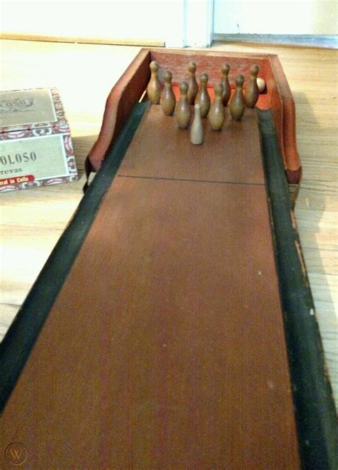 Vintageprimitivewooden Keystone Senior Table Bowling Alley With Pins