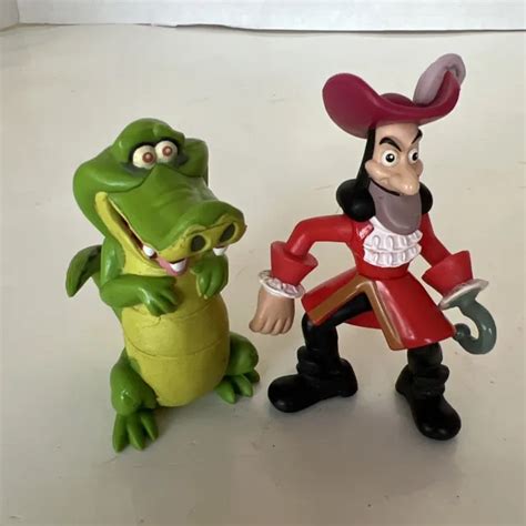 Disney Peter Pan Captain Hook And Tik Tok Tock Pvc Action Figures Toys