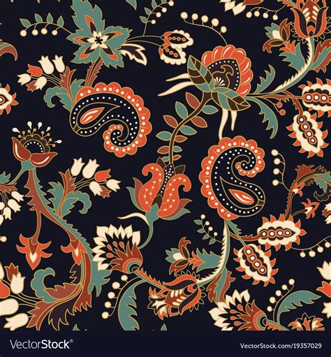 Seamless Paisley Background Floral Pattern Vector Image